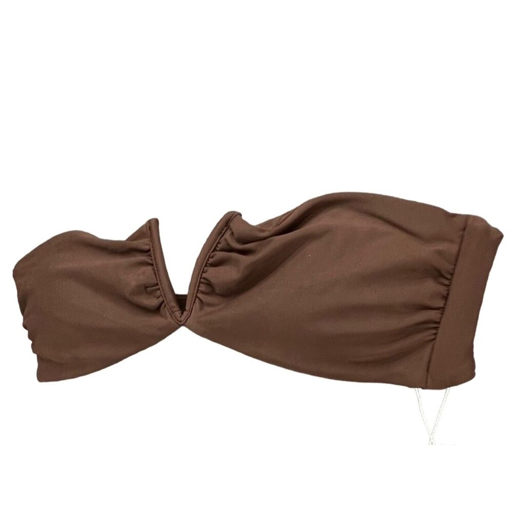 Andie Bikini Top‎ Womens M Espresso Brown Scala Strapless Bandeau Swimwear NEW - Picture 3 of 12
